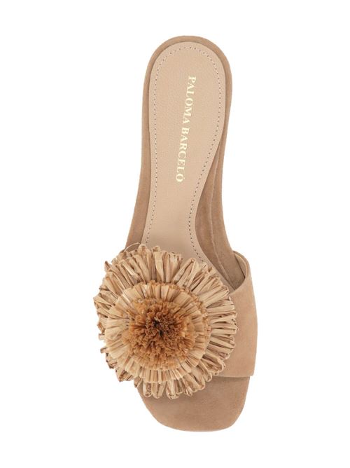 beige suede floral appliqué Paloma Barcelò | 24-3103AZUMINOCCIOLA